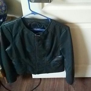 A greenish leather jacket